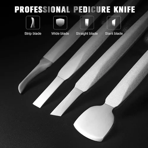 Miniatura 3 de FERYES Juego de cuchillo para pedicura y uñas encarnadas, kit de herramienta profesional de pedicura de 4 piezas, hoja de pie de primera calidad