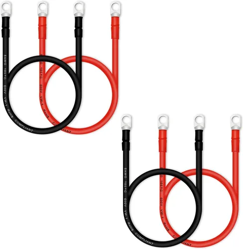 Miniatura 27 de Cable de batería, cables de batería 2 AWG con terminales, 2 cables de batería de cobre (1 pie).