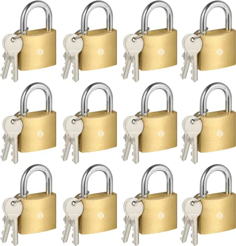 Miniatura 10 de HOX Paquete de 2 candados con llave, impermeable y a prueba de óxido, cerradura de latón macizo con cuerpo de 1-1/4 pulgadas de ancho, candado