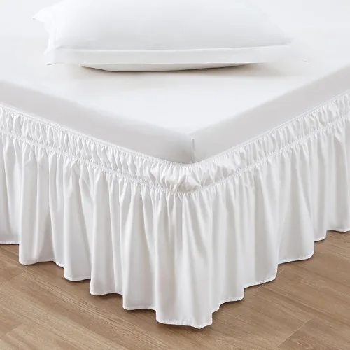 Miniatura 8 de MEILA - Faldón de cama envolvente con tres lados de tela y elástico, con volantes de 14 pulgadas, caída a medida, fácil de instalar, resistente a