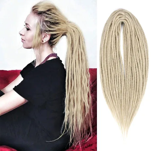Miniatura 19 de Kraler Extensiones de Rastas Azules de Doble Extremo de 18 Pulgadas, 20 Hebras Sintéticas DE Extensiones de Rastas Hechas a Mano, Estilo de Rastas