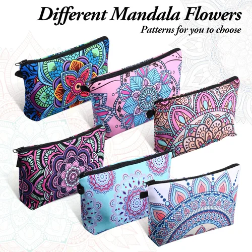 Miniatura 3 de Dunzy 16 bolsas de maquillaje a granel para mujeres, regalos para mamá, bolsas de cosméticos de lona con bolsas con cremallera, organizador