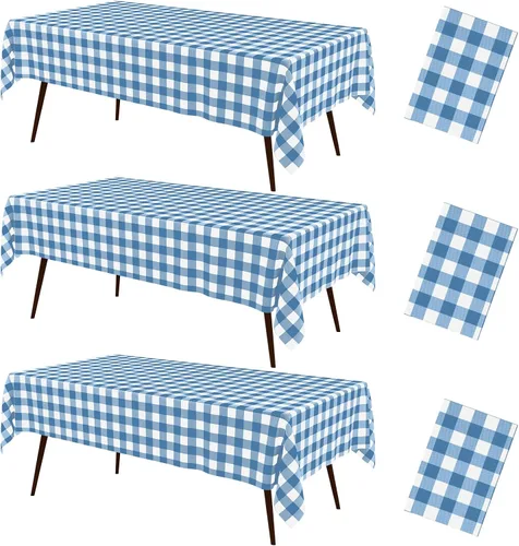 Miniatura 32 de misaya 3 paquetes de manteles desechables de búfalo, mantel de plástico impermeable de 54 x 72 pulgadas, manteles rectangulares a cuadros caqui