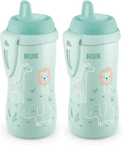 NUK Vaso para sorber, 10 onzas, boquilla dura | Paquete de 2 | 9+ meses