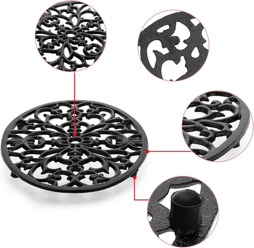 Miniatura 4 de Sumnacon 2 piezas de salvamanteles ovalados de hierro fundido - Salvamanteles de metal antiguo resistente al calor para platos calientes, ollas