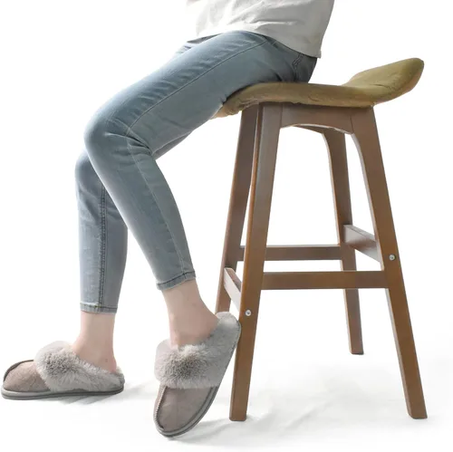 Miniatura 6 de KuaiLu Pantuflas mullidas de espuma viscoelástica doble para mujer, acogedoras con soporte de arco cálido, pantuflas de meter cómodas