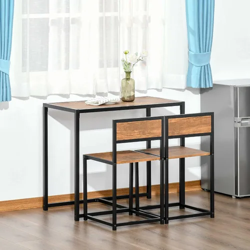 Miniatura 9 de HOMCOM Juego de mesa de comedor pequeña para 2, juego de mesa y sillas de cocina, juegos de comedor compactos para espacios pequeños, color marrón