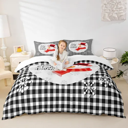 Miniatura 11 de Juego de funda de edredón para niños de Feliz Navidad, tamaño King, juego de ropa de cama de pingüinos de dibujos animados, animales árticos
