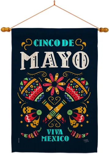 Miniatura 7 de Breeze Decor Cinco de Mayo Viva México - Juego de banderas de jardín para fiesta de verano, cactus, piñata, sombrero, fiesta mexicana, pequeña