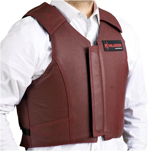 HILASON Chaleco de seguridad para montar toros de cuero protector Granate | Equestrian Unisex Rodeo Men & Women
