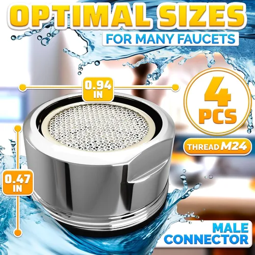 Miniatura 2 de 4 piezas de repuesto de aireador de grifo de baño, 15 pulgadas/16 pulgadas, 0.945 in, accesorio de fregadero de baño de cocina aireador de alto