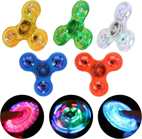 Miniatura 7 de SCIONE Paquete de 5 juguetes giratorios con luz LED, juguetes sensoriales que brillan en la oscuridad para niños, juguetes antiestrés para aliviar