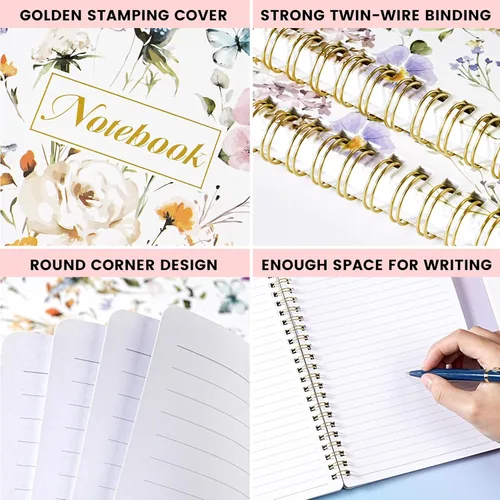 Miniatura 4 de Cuaderno de espiral - Cuadernos con bolsillo trasero, 5.7 x 8.2 pulgadas, cuaderno de diario con papel grueso y bolsillo trasero, 160 páginas