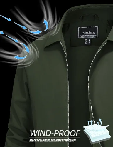Miniatura 3 de MAGNIVIT Chaquetas ligeras para hombre, cortavientos ligeros, con cremallera completa, elegante, abrigo de golf, negocios, trabajo, vestido casual