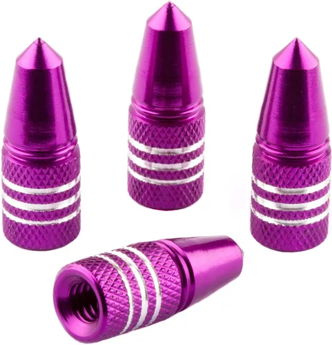 Miniatura 18 de Presta - Tapones de válvula de aluminio anodizado, uso en válvulas Presta/Francesas, diseños: bala, cohete, hamburguesa, cohete de bolsillo