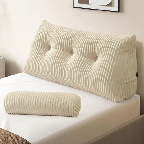 Miniatura 6 de Z-hom Almohada de cuña grande para cabecero, almohada triangular para cabecero tamaño king, almohada de lectura para cama con una almohada enrollada