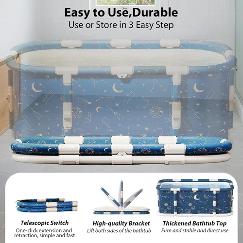 Miniatura 3 de Simcat Bañera plegable portátil grande de 45 pulgadas para adultos, bañera separada de terapia de spa para la familia, spa caliente y bañera