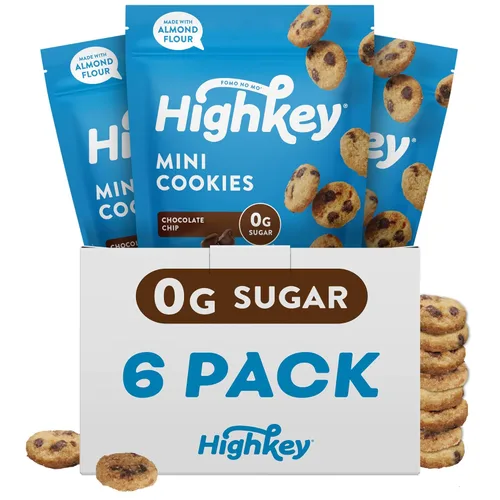 Miniatura 10 de Highkey Galletas con chispas de chocolate keto; paquete de 3 bocadillos bajos en carbohidratos; alimento keto; galletas altas en proteínas sin