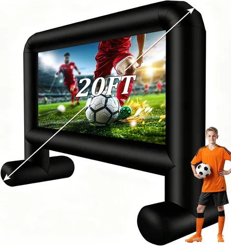Miniatura 9 de Pantalla de cine inflable de 16 pies para exteriores, pantalla de proyector inflable compatible con proyección frontal y trasera para patio trasero