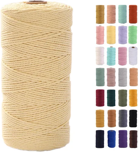 Miniatura 21 de Cordón de macramé gris rosado de 0.118 in x 109 yardas, cuerda de algodón colorido de algodón suave para colgar en la pared, colgar plantas