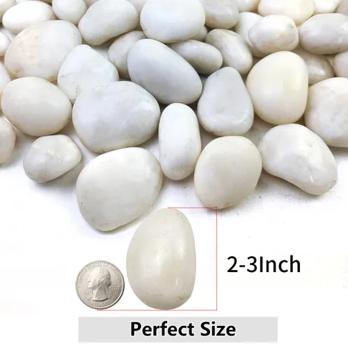 Miniatura 2 de YISZM Rocas blancas de río de 40 libras para paisajismo, guijarros naturales de 2 a 3 pulgadas para plantas de interior, piedras decorativas Blanco