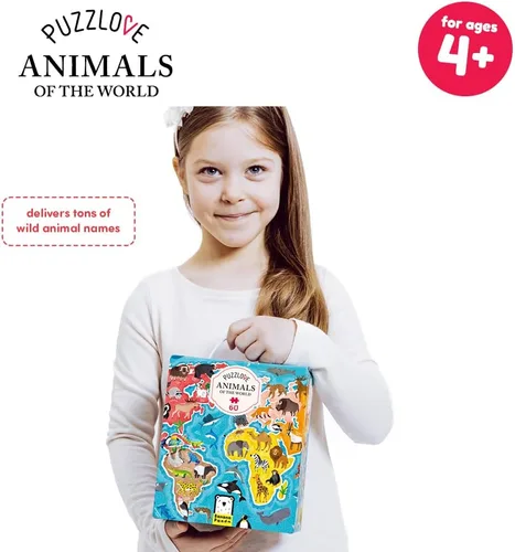 Miniatura 3 de Puzzlove Animals of The World (60 piezas) Rompecabezas de 4+ piso