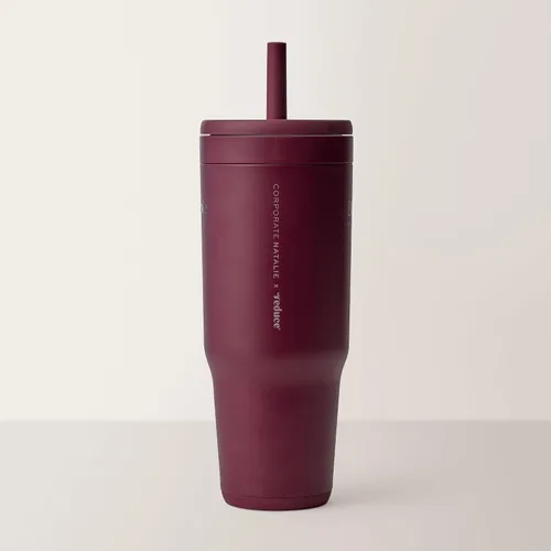 Miniatura 9 de REDUCE Chiller - Vaso térmico aislado al vacío de 40 onzas con pajita de silicona a prueba de derrames, tapa de Tritán sostenible con marcadores