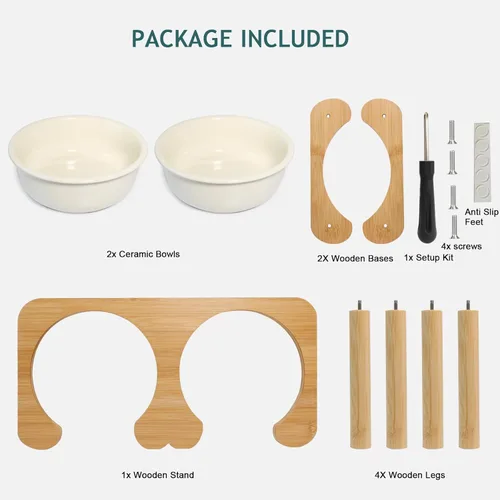 Miniatura 8 de Tazones elevados de cerámica para perros, cuenco elevado de porcelana para perros con soporte antideslizante, platos de alimentación de mascotas