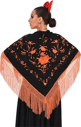 Miniatura 5 de Mantón Manila para baile flamenco. tamaño medio 63X31 pulgadas