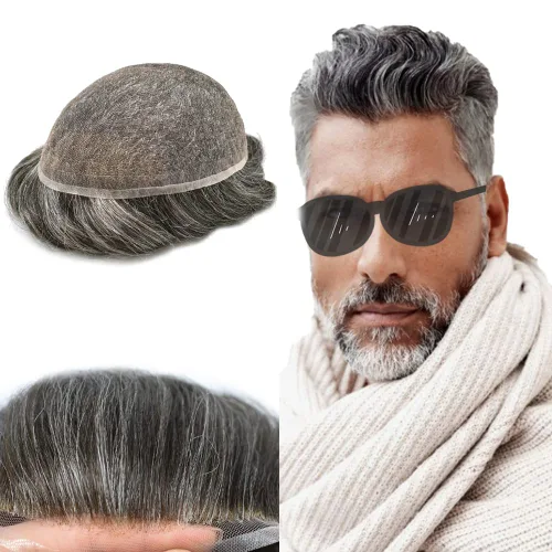 Miniatura 52 de PUNRU HAIR Completo Swiss Lace Toupee para hombres Sistema de cabello humano real Sistema de reemplazo de cabello humano para hombre Toupee