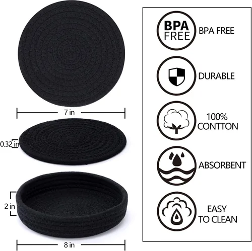 Miniatura 2 de Coga Salvamanteles para platos, ollas y sartenes, almohadillas calientes de 7 pulgadas, 5 piezas con cesta de almacenamiento para encimeras