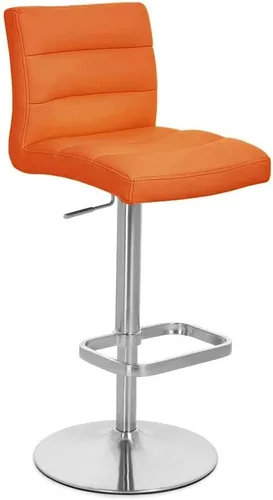 Miniatura 16 de ZURI Taburete de bar moderno negro de altura ajustable con base plana redonda cepillada