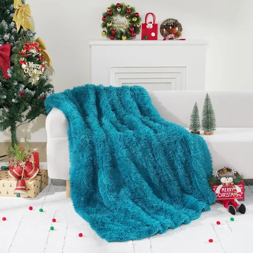 Miniatura 8 de Cottonblue Manta con Peso de 20 libras, Piel Sintética Reversible de Lujo Suave Pelo Largo Cálida Manta Pesada 60x80 pulgadas, Cálida Elegante Manta