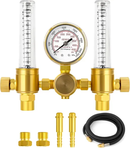 MEANLIN MEASURE Medidor de flujo regulador de argón con manguera de 6.5 pies, conexión de entrada CGA580, conexión de salida de 5/8 pulgadas x 18RH,