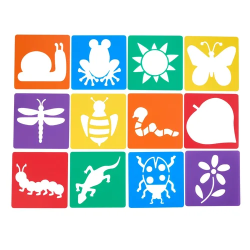 Miniatura 12 de Colorations Plantillas grandes de plástico lavable para objetos cotidianos, juego de 12
