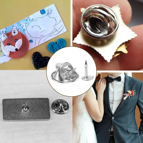 Miniatura 7 de 50 pares de alfileres de metal y respaldos de alfileres, alfileres en blanco de 8 mm de largo y 4 mm de ancho para regalos de joyería, fabricación