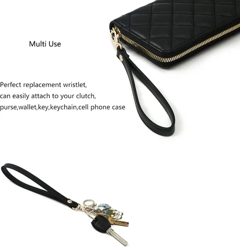 Miniatura 4 de Correa de muñeca de cuero para bolso, cartera, embrague, llavero, funda para teléfono celular