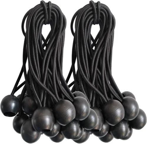 Cuerdas elásticas de bola, 50 paquetes, cordones de amarre negros de 6 pulgadas para lona, refugio de toldo, tubo de pared, resistente a los rayos UV