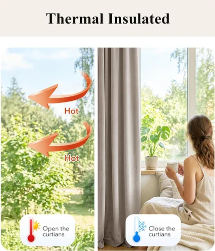 Miniatura 6 de StangH Cortinas de terciopelo de 108 pulgadas de largo – Cortinas opacas para dormitorio para puerta corredera con ojales, cortinas con aislamiento