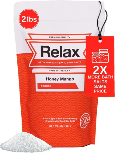 Relax Spa & Bath Sales de baño de aromaterapia para bañera de hidromasaje, baño o spa, bolsa de 2 libras con infusión de magnesio, sal de baño para