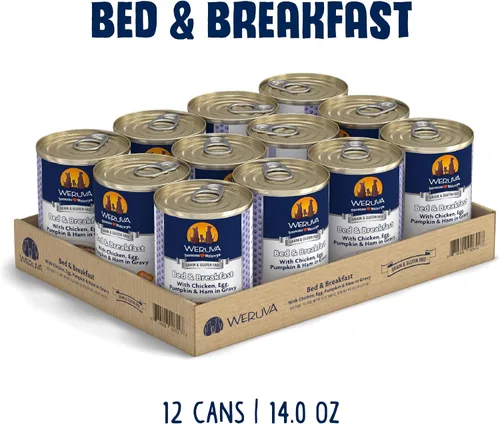 Miniatura 2 de Comida para Perros Weruva Classic, Bed & Breakfast con Pollo, Huevo, Calabaza y Jamón en Salsa, lata de 14 onzas (Pack de 12)