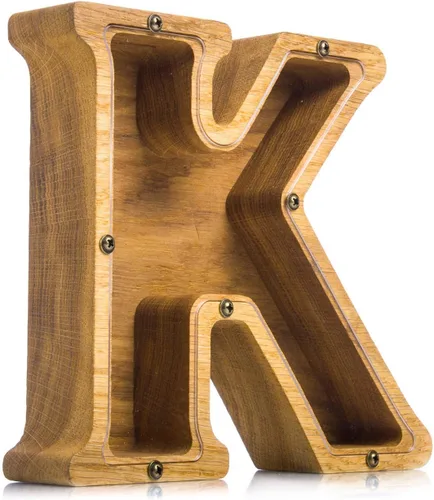 Miniatura 27 de Alcancía de madera personalizada con letra para niños, niñas y adultos, bancos de monedas de madera de roble duradero, 3 tamaños para elegir