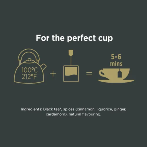 Miniatura 7 de Taylors of Harrogate Classic Chai, té negro, bolsas envueltas individualmente, 20 unidades (paquete de 1), especiado, aromático y cálido