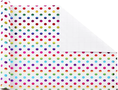 Miniatura 2 de Miss DuiDui Rollo de papel de regalo de puntos, 17 x 315 pulgadas, papel de regalo con diseño de puntos de aluminio coloridos para fiestas