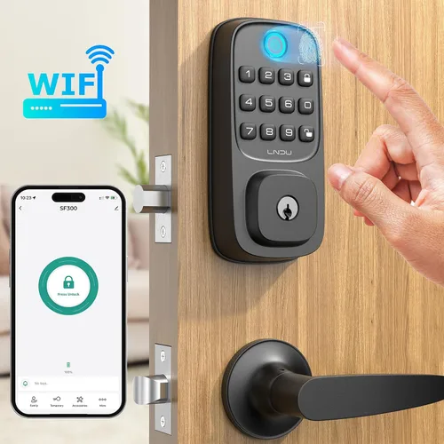 Miniatura 7 de Cerraduras de puerta inteligentes WiFi para cerradura de puerta delantera con 2 palancas, cerradura de puerta con teclado de entrada sin llave