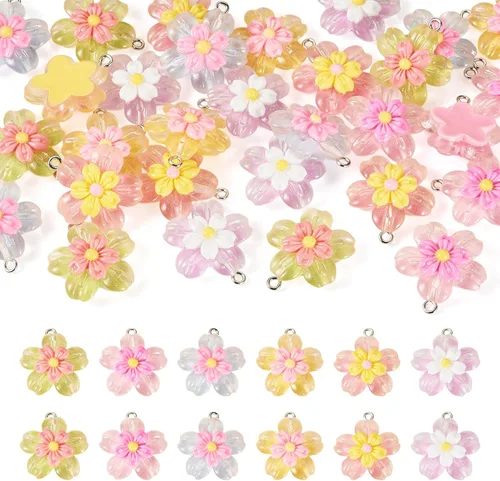 Miniatura 13 de Dijes de girasol de resina para hacer joyas, coloridos colgantes de flores de margaritas de verano, cuentas de girasol, adornos para pulseras, Flor