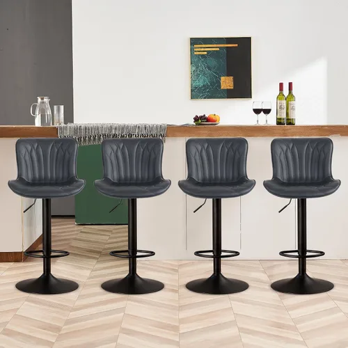 Miniatura 21 de YOUNIKE Juego de 2 taburetes de bar marrones modernos giratorios de altura de mostrador con respaldo alto ajustable para cocina, taburetes de bar
