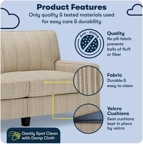 Miniatura 2 de Pemberly Row Sofá moderno de 73 pulgadas con brazos de riel con fundas extraíbles, color beige