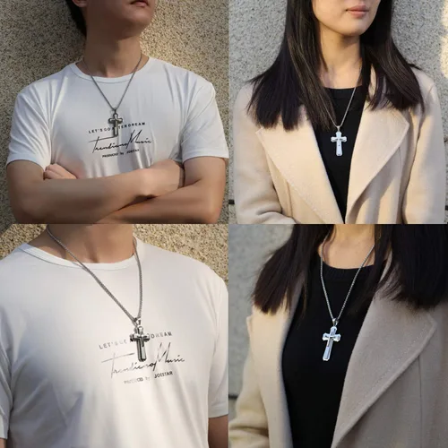Miniatura 8 de Cross necklace for men Christian gifts for women,silver necklaces for teen girls chain mens religious essentials fear of god jewelry men's stainless