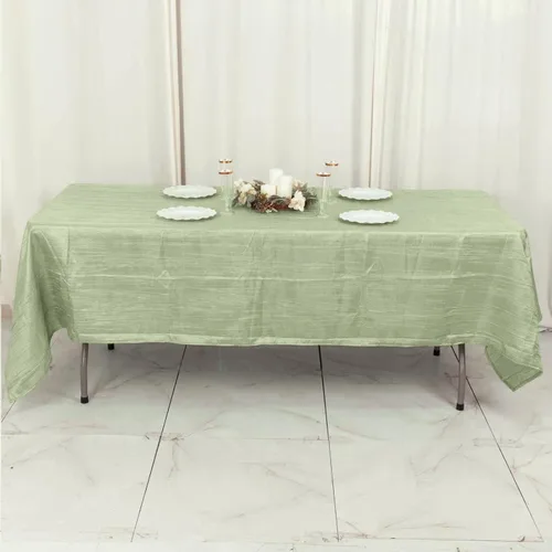 Miniatura 51 de Tableclothsfactory Mantel rectangular de tafetán arrugado de acordeón azul polvoriento, de 60 x 102 pulgadas, perfecto para ceremonias de boda